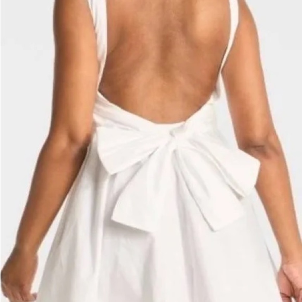 WILD FABLE White Mini Dress A-line Open Back White Bow NWOT Size Xs - Picture 8 of 8